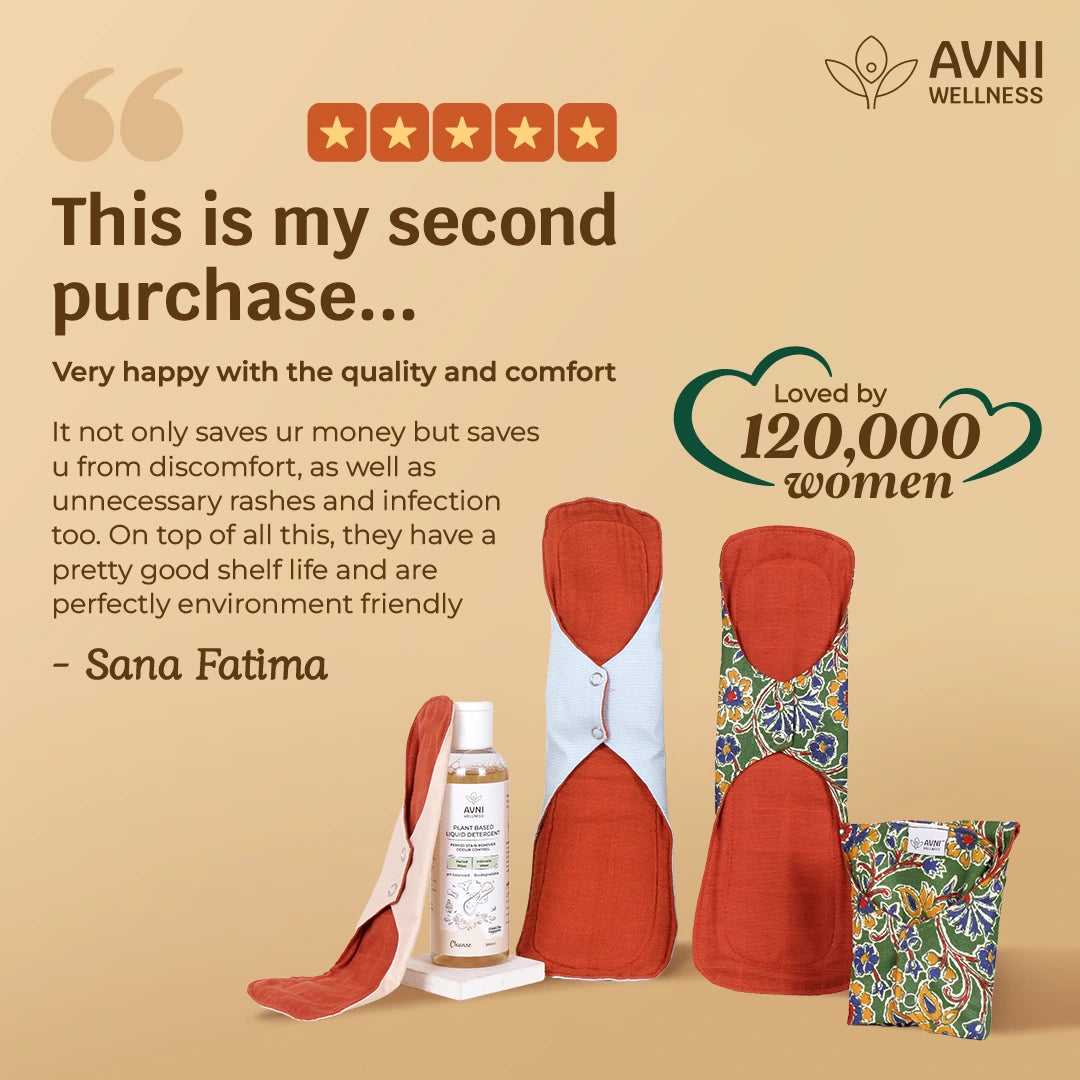 AVNI Wellness products with customer review on a beige. background