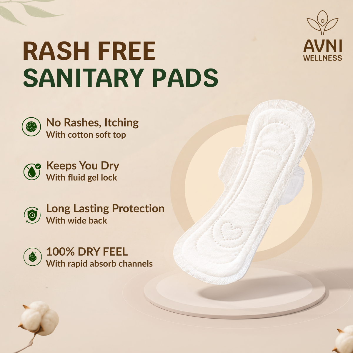 Rashfree, Ultra-thin Sanitary Pads 6 pads (no disposal bag)- BUY3@999