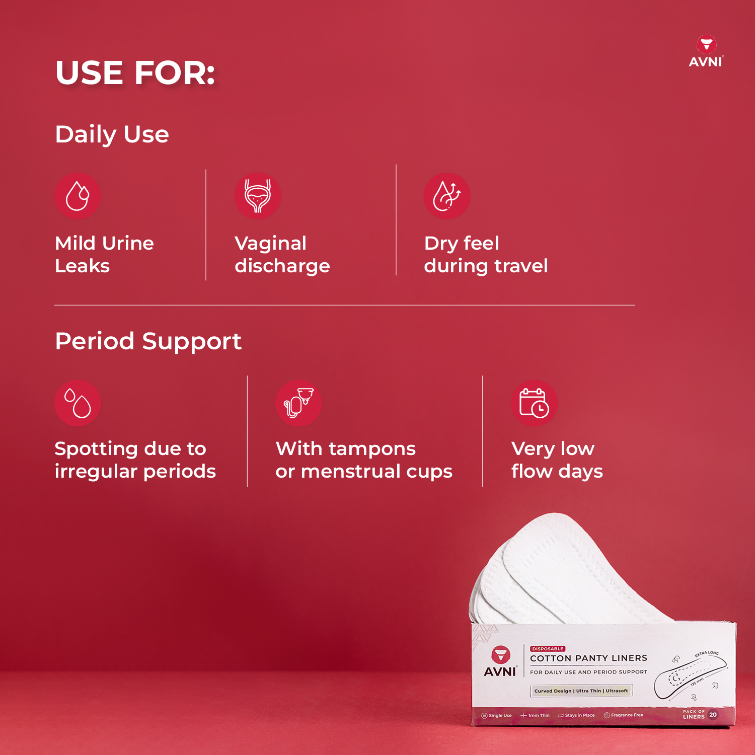 Avni Wellness Cotton Panty Liners Coverage usage