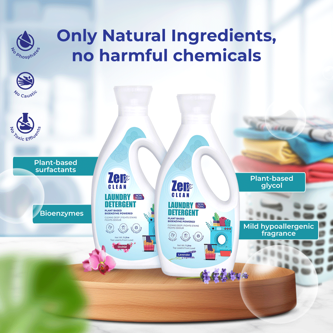 Avni Wellness Zenti clean laundry detergent includes no chemicals and no harmful ingridients