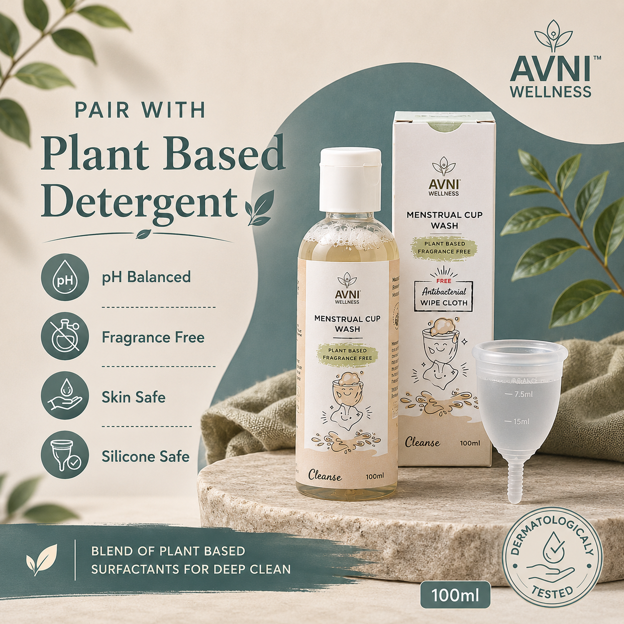 Menstrual Cup + Wash (Cleaner) - Biotested Menstrual Cup