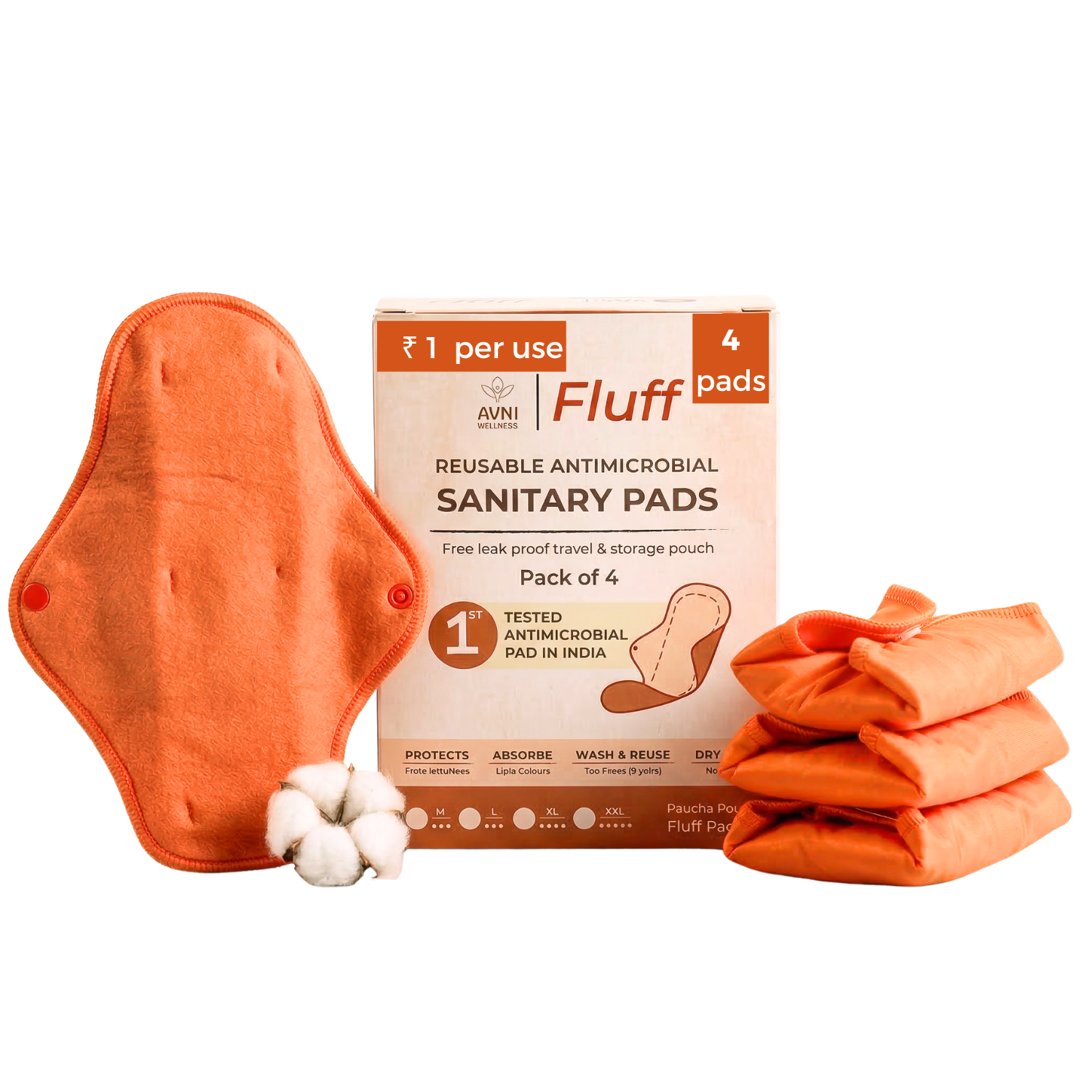Fluff Reusable Sanitary Pads Avni Wellness FOP
