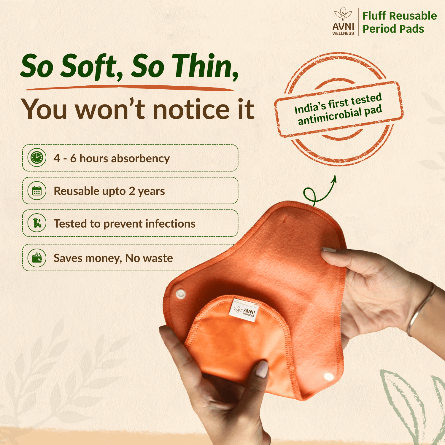 Fluff Reusable Sanitary Pads Avni Wellness So thin so Soft