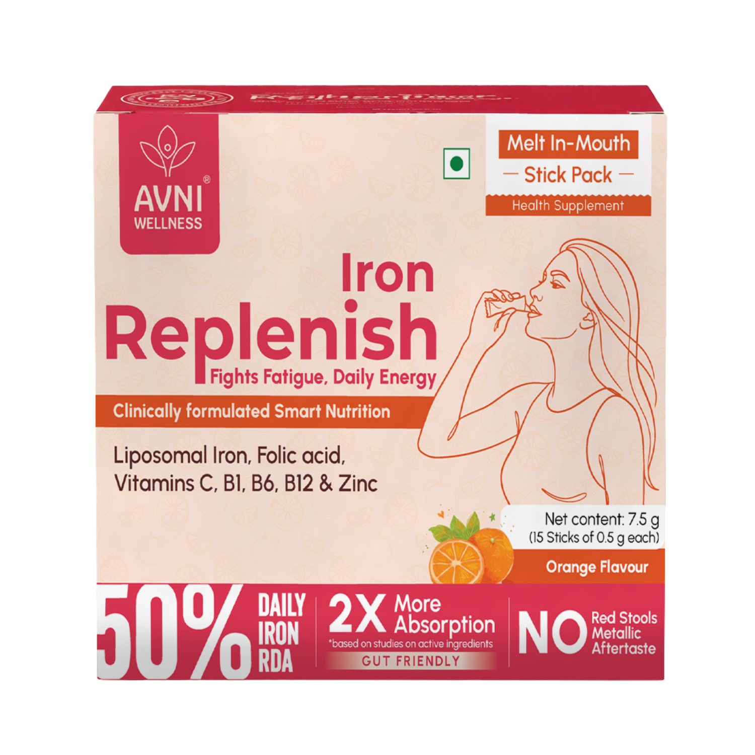 Iron Replenish, Melt-in-Mouth, 15 sachets of 0.5 g each