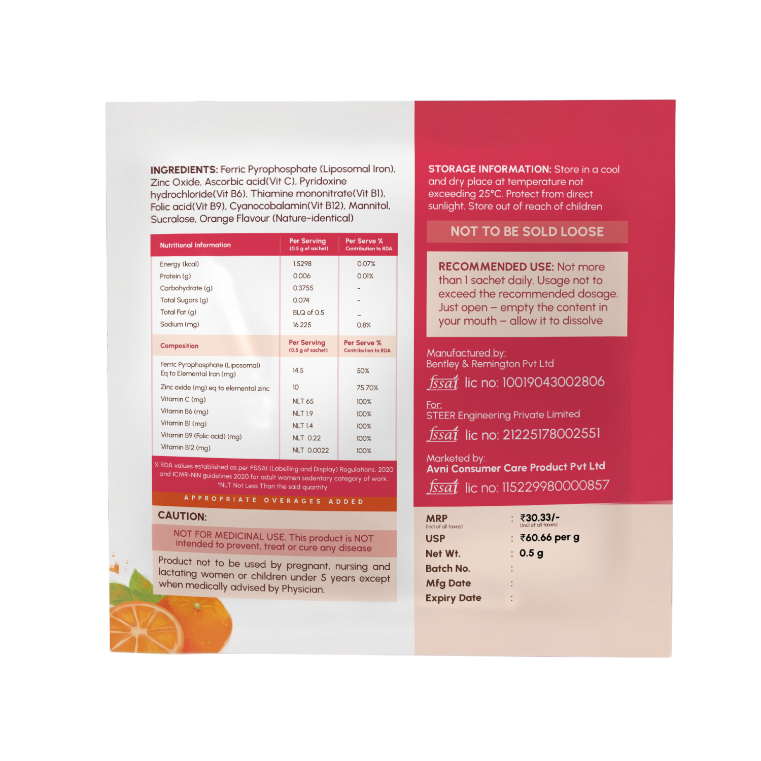 Iron Replenish, Melt-in-Mouth, 15 sachets of 0.5 g each