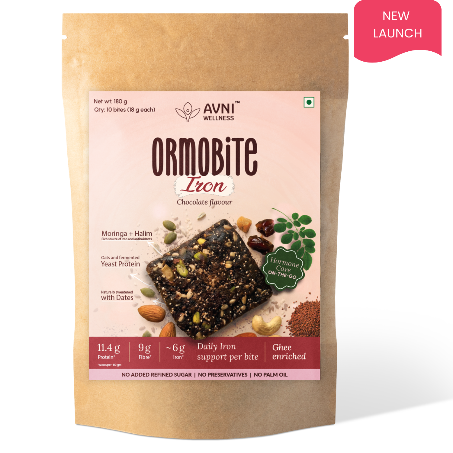 ORMOBITE Iron Boost Snack Bites, 10 bites (18 g each)