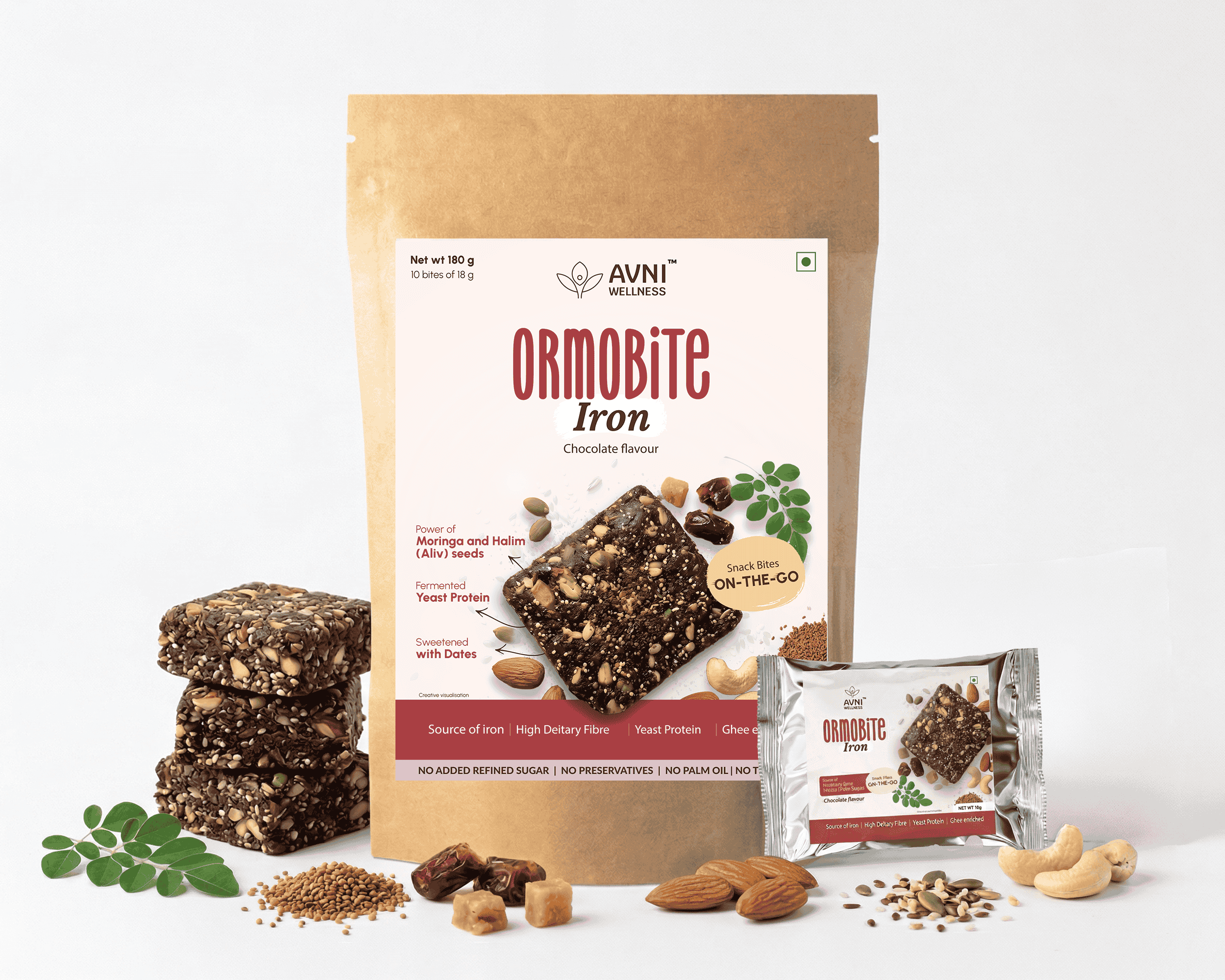 ORMOBITE Iron Boost Snack Bites - 10 bites (18 g each)