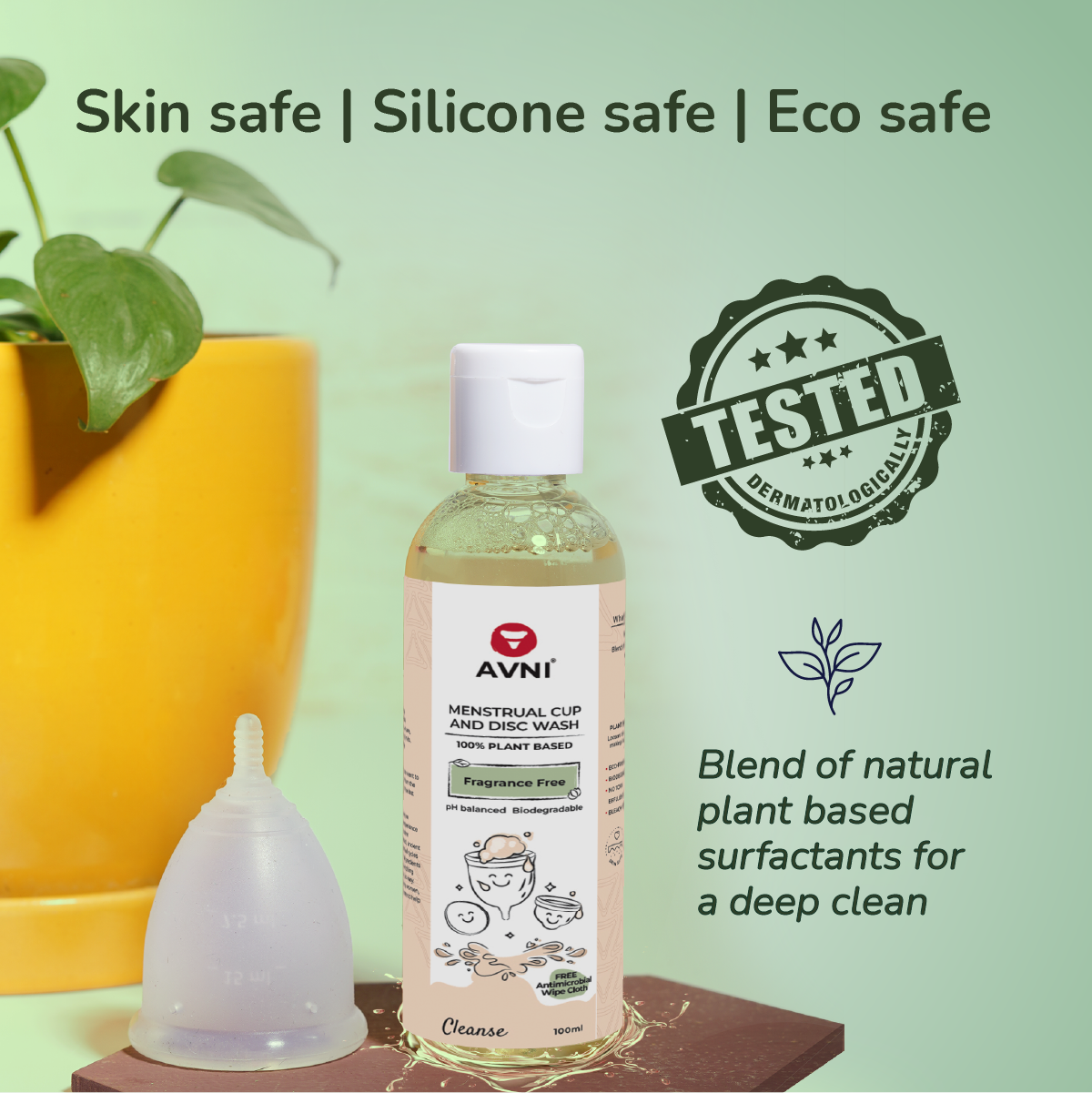 Avni Wellness Menstrual Cup wash - Sanitary Cup Wash 100ml - Tested