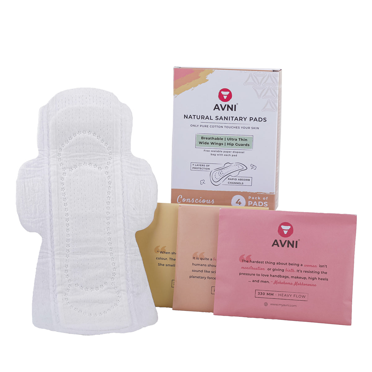 Natural Cotton Sanitary Pads - Trial Pack of 4 Pads