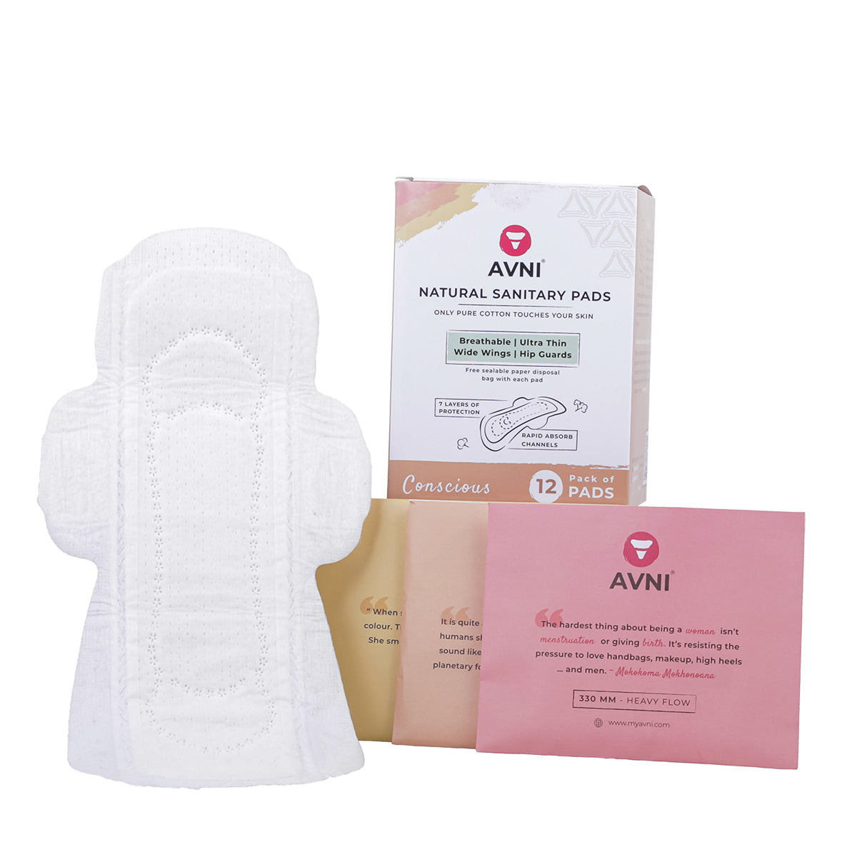 Natural Cotton Sanitary Pads - Cycle Pack of 12 Pads
