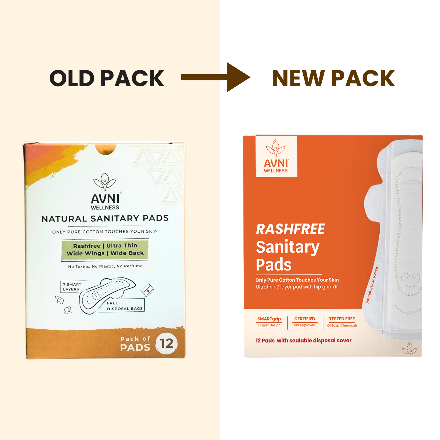 Rashfree Sanitary Pads, Ultrathin cotton (12 Pads)