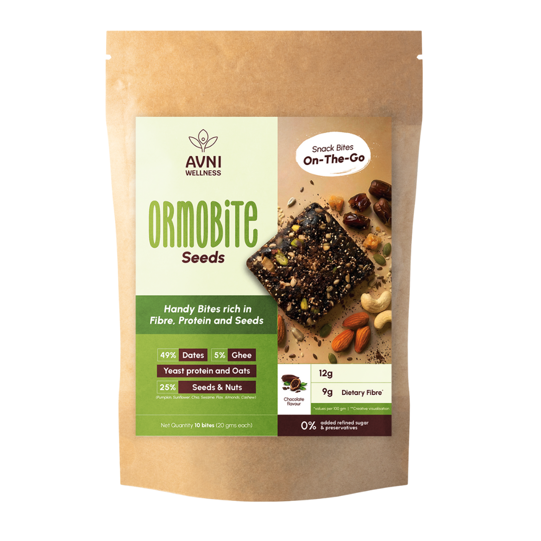 Ormobite Seeds Snack Bites for seed cycling, 10 bites(18g each)