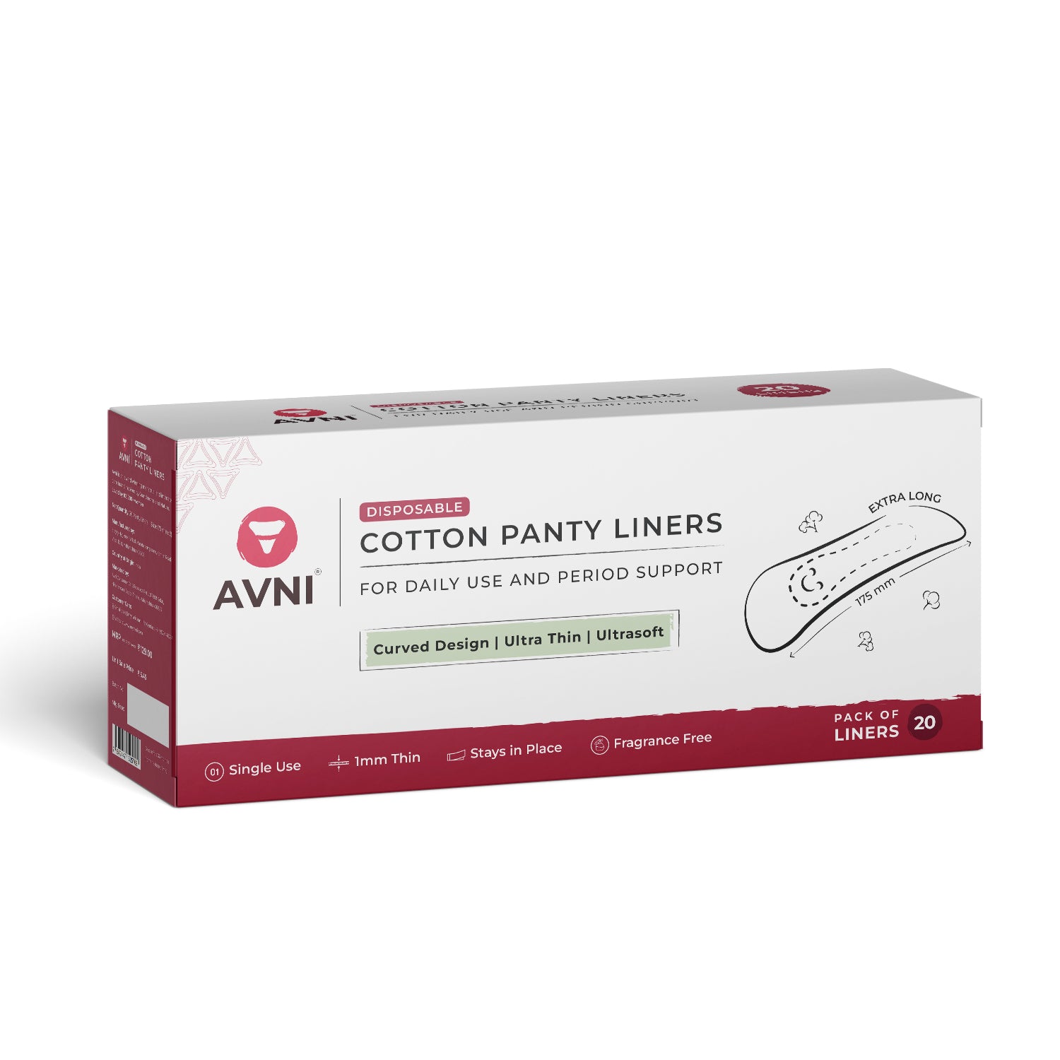 Avni Wellness Disposable Cotton panty Liners -  Extra long coverage, Ultra thin and ultra soft