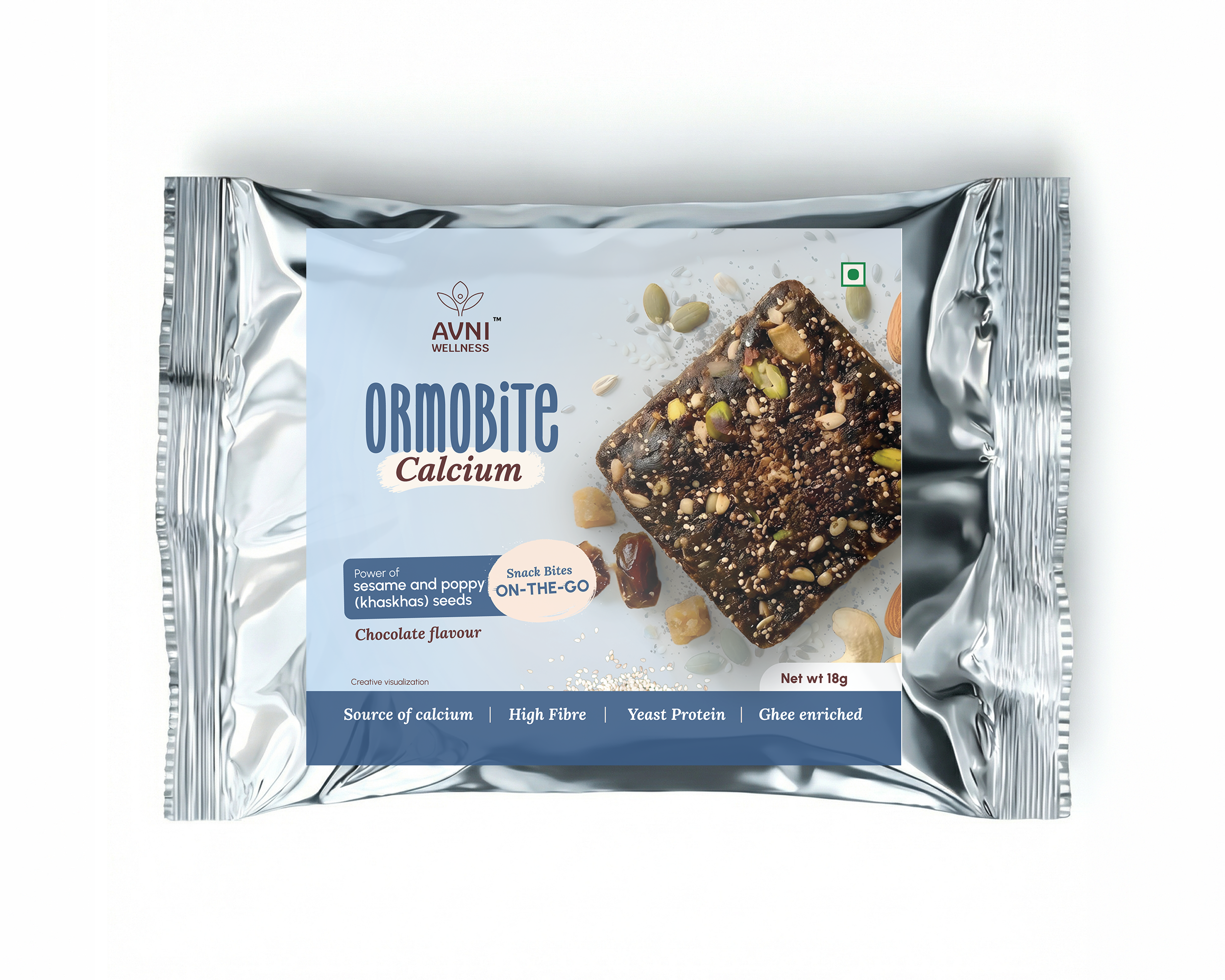 Ormobite Calcium Snack Bite Single Avni Wellness FOP