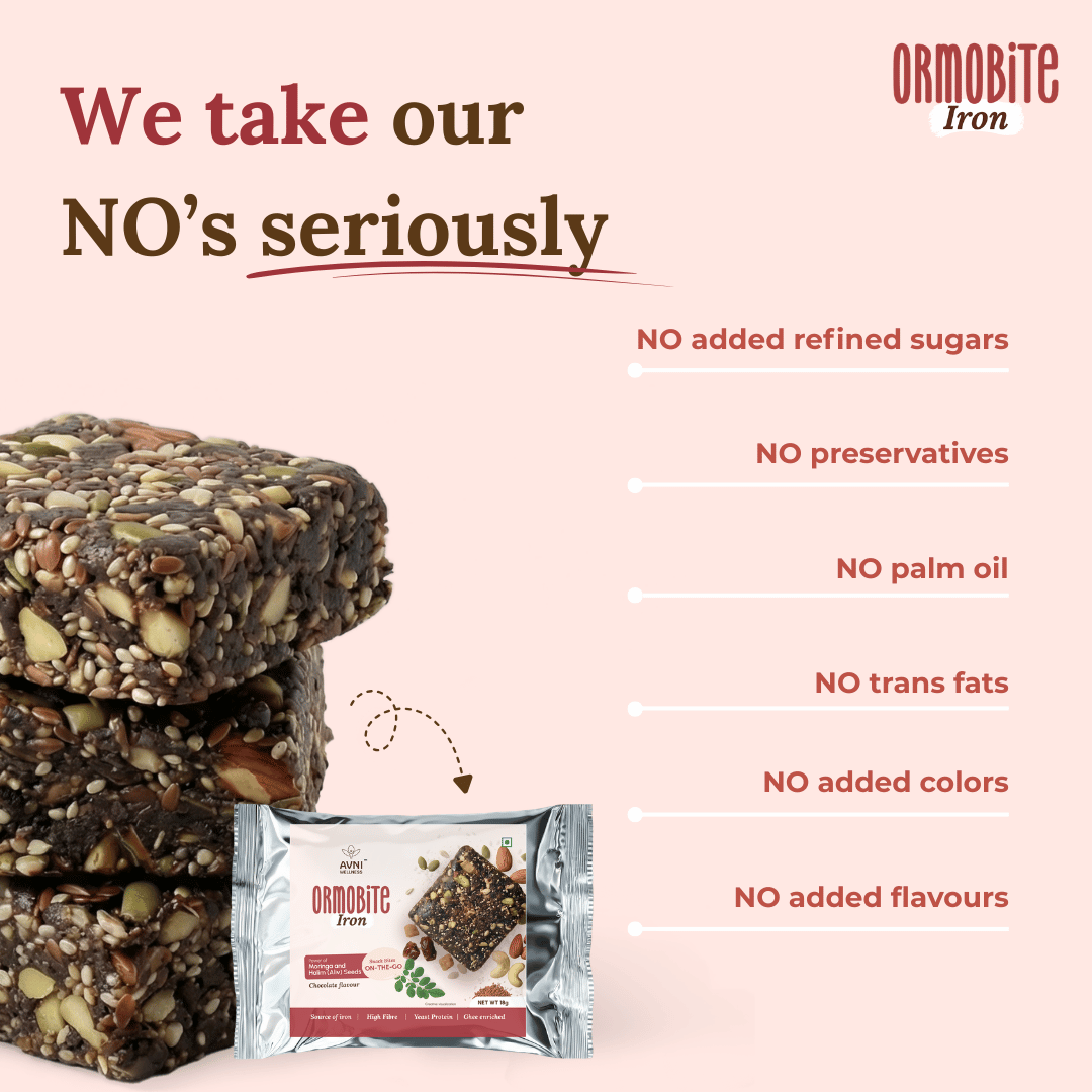 ORMOBITE Iron Boost Snack Bites - 10 bites (18 g each) - Natural Substitute for Iron Supplements (Copy)