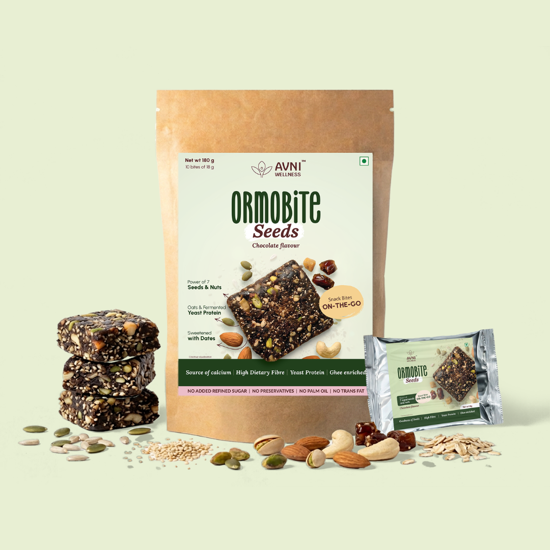 Ormobite Seed Snack Bite Avni Wellness FOP - Green Background