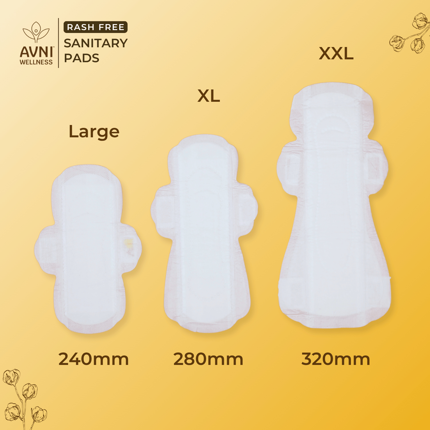 Rash Free Pads with L XL XXL Sizes 