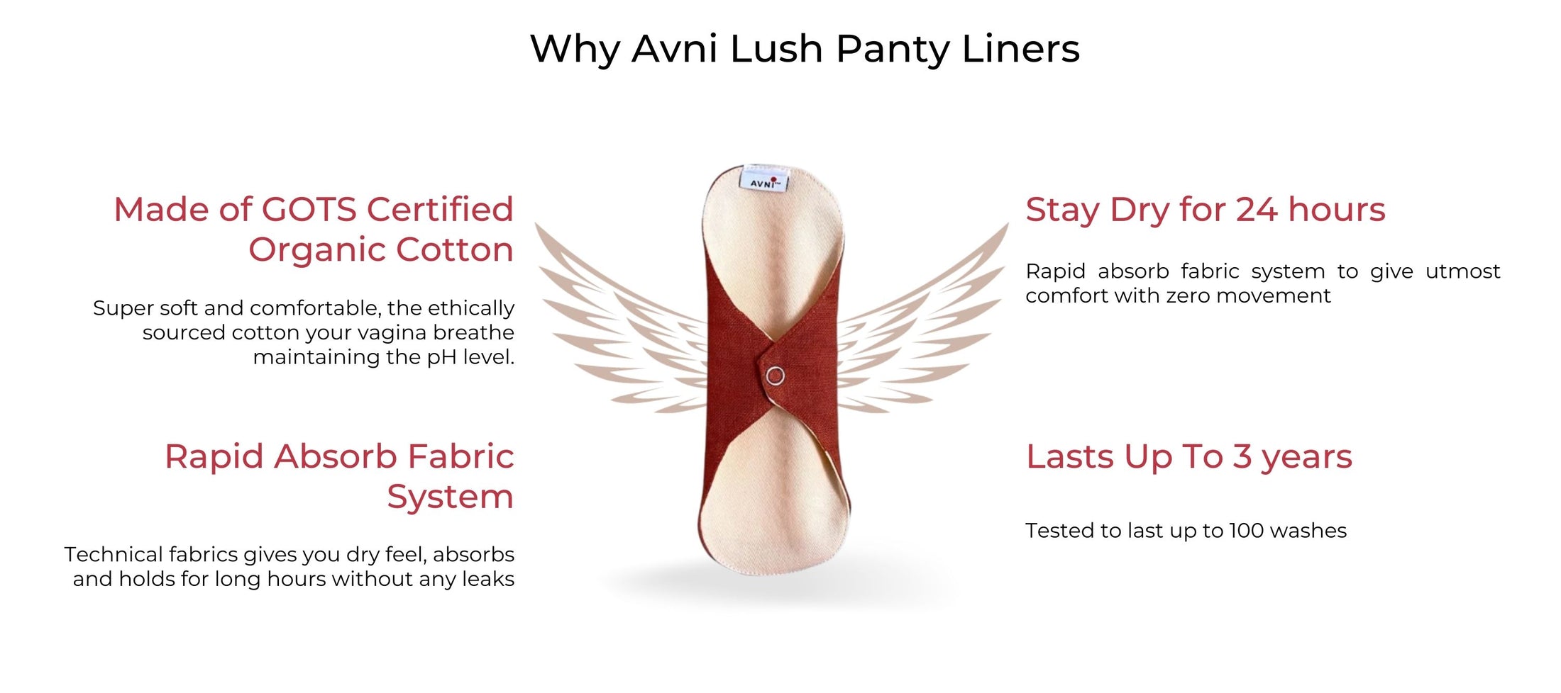 Lush Panty Liners Organic Cotton, Antimicrobial, for White discharge