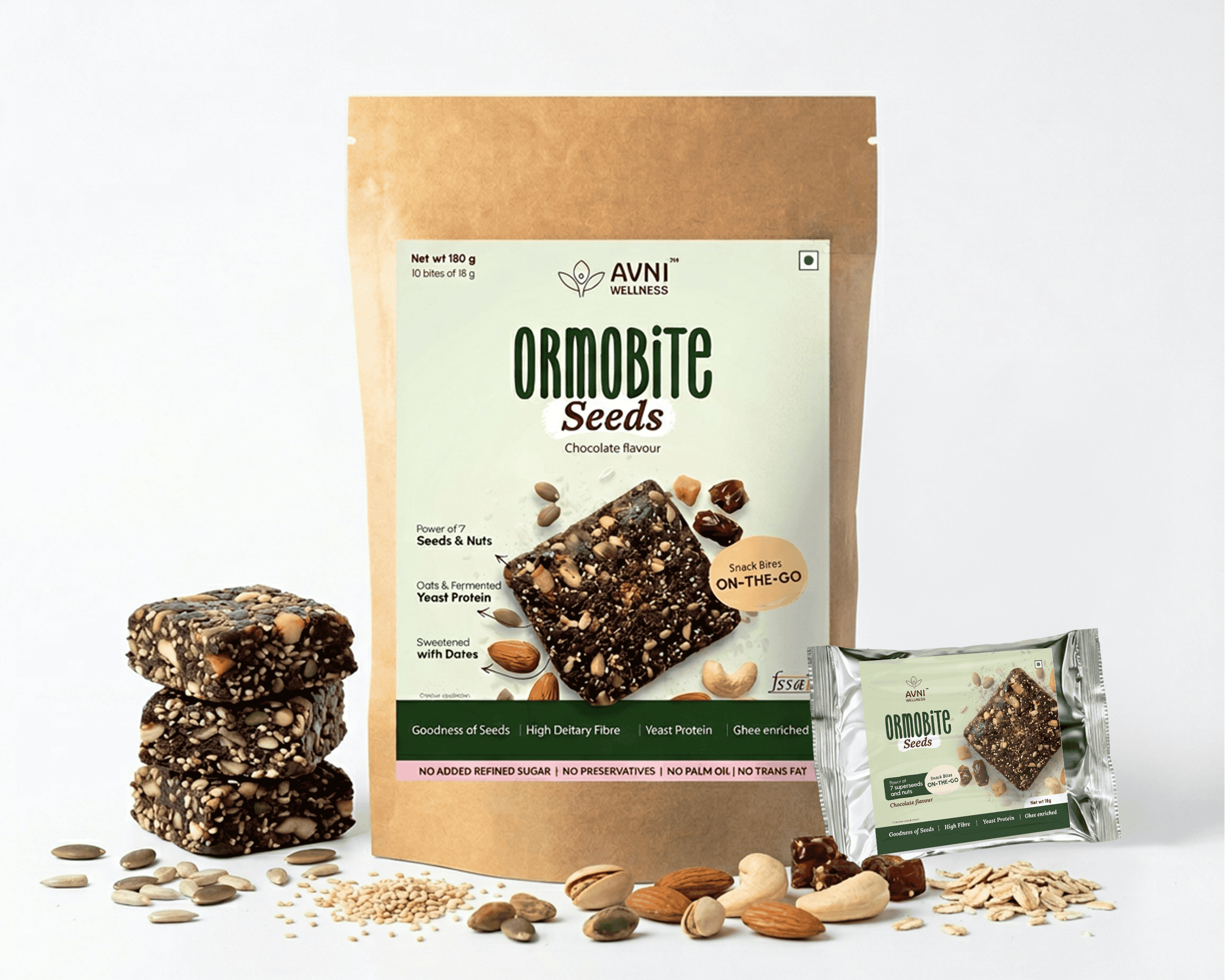 Ormobite Seeds Snack Bites for seed cycling - 10 bites(18g each)