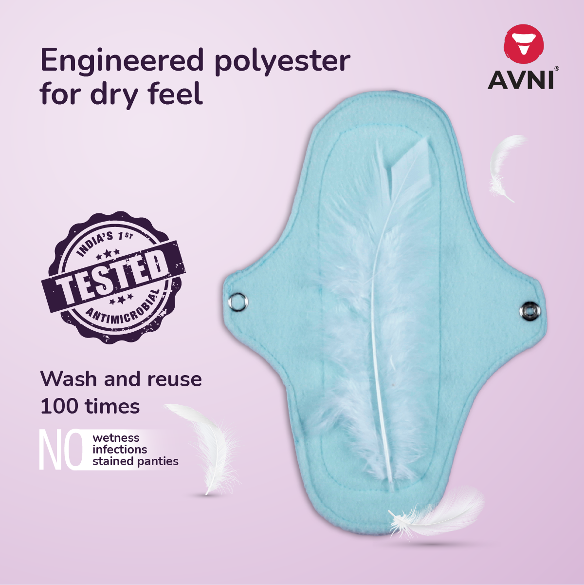 Avni Fluff Panty Liner + Stain removing liquid detergent Saver Combo -  Antimicrobial Dry Feel Reusable Panty Liner + Natural wash