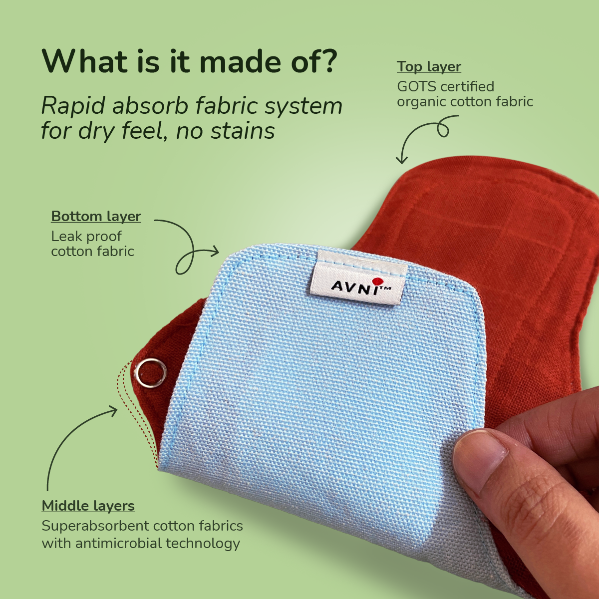 Lush Reusable Cloth Sanitary Pads - 100% Organic Cotton Fabric [4]
