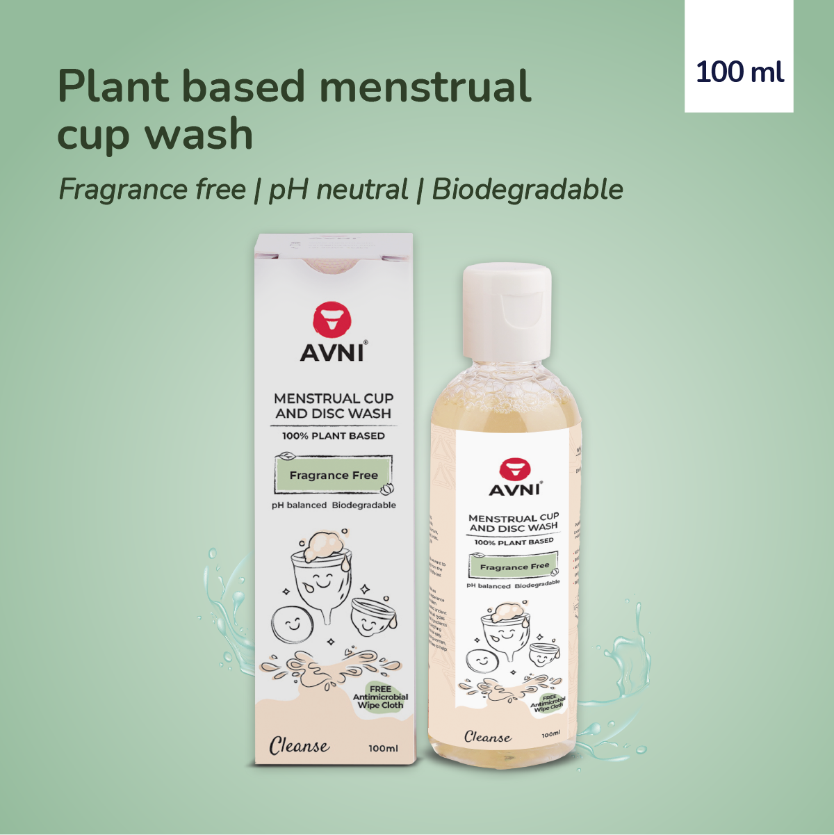 Avni Wellness Menstrual Cup wash - Sanitary Cup Wash 100ml - Plant based