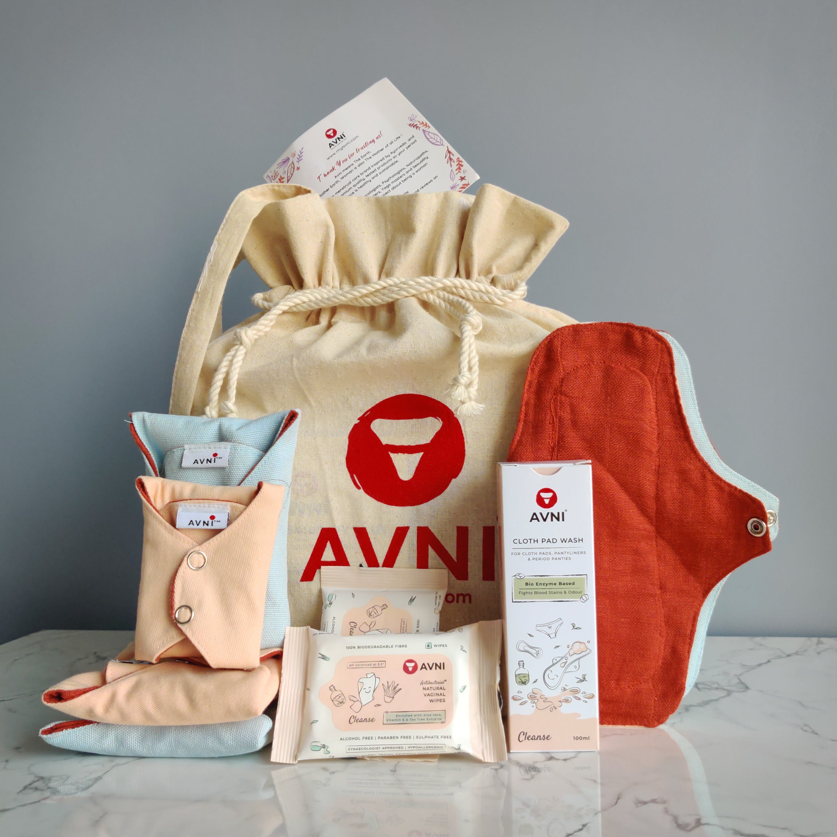 Avni Go Green Period Gift Bag - Antimicrobial Cloth Pads & Liners